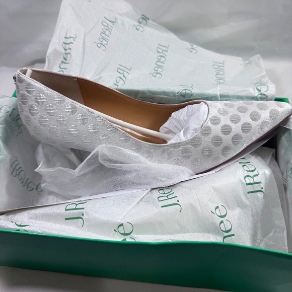 New J.Renee Women Kanan Silver Polka Dot Fabric Heels Pumps Dress Shoes Size 10M - Picture 3 of 14
